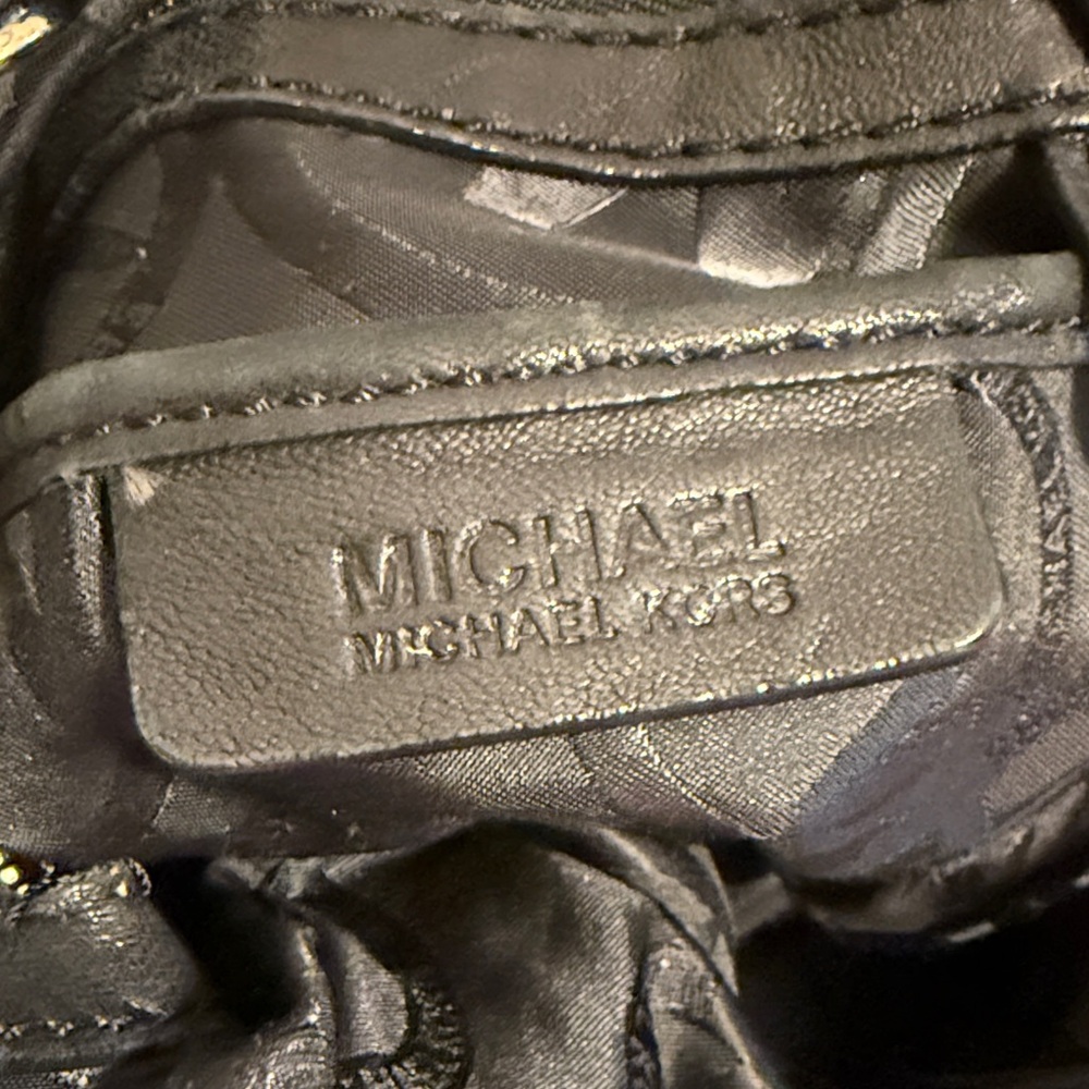 Genuine Michael Kors Black Leather Chain-Handle Shoulder Bag 14” x 15” x 6” - Picture 8 of 9